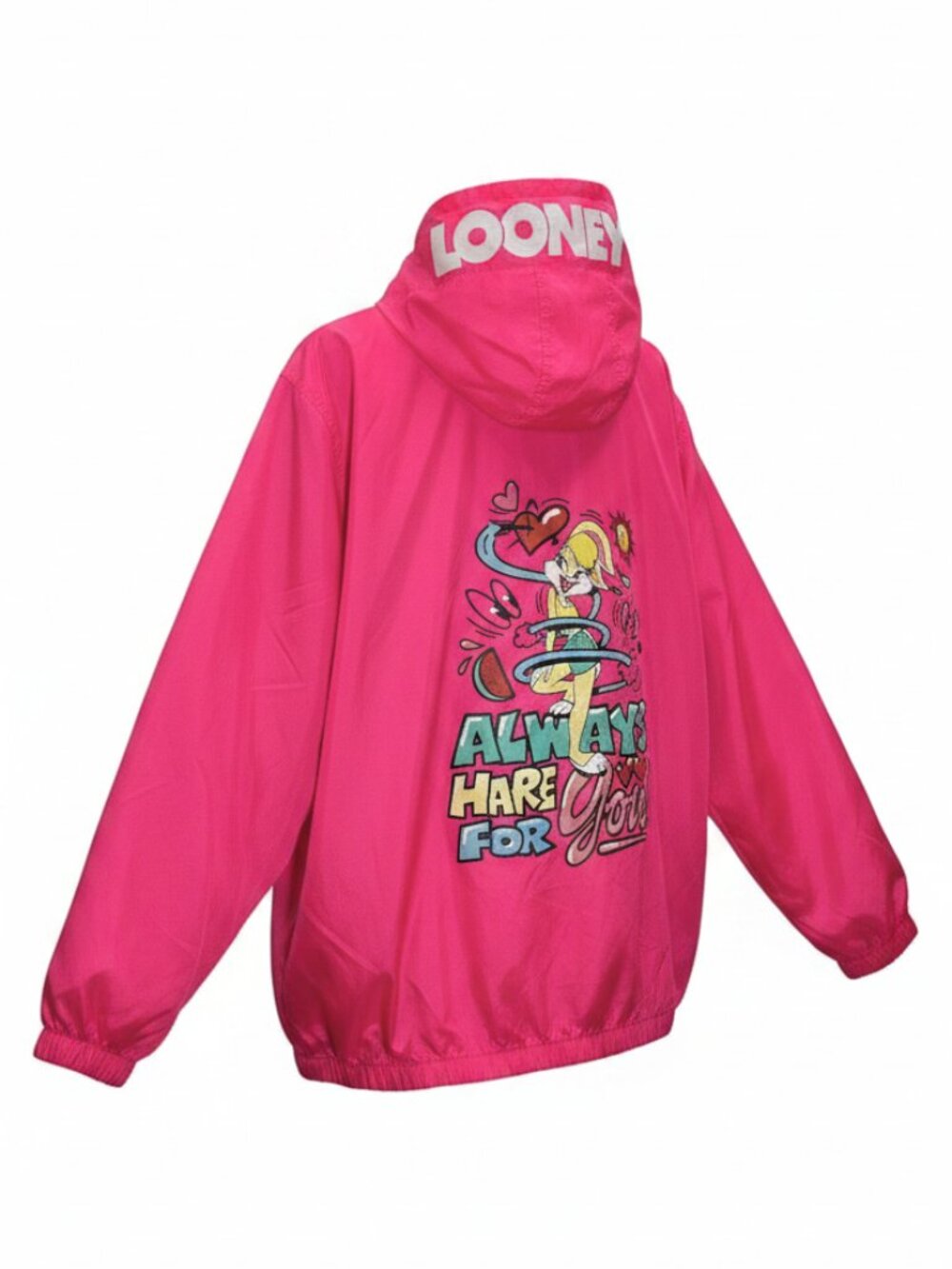 Members Only windbreaker looney tunes Women's XL pink pullover jacket Bugs Bunny